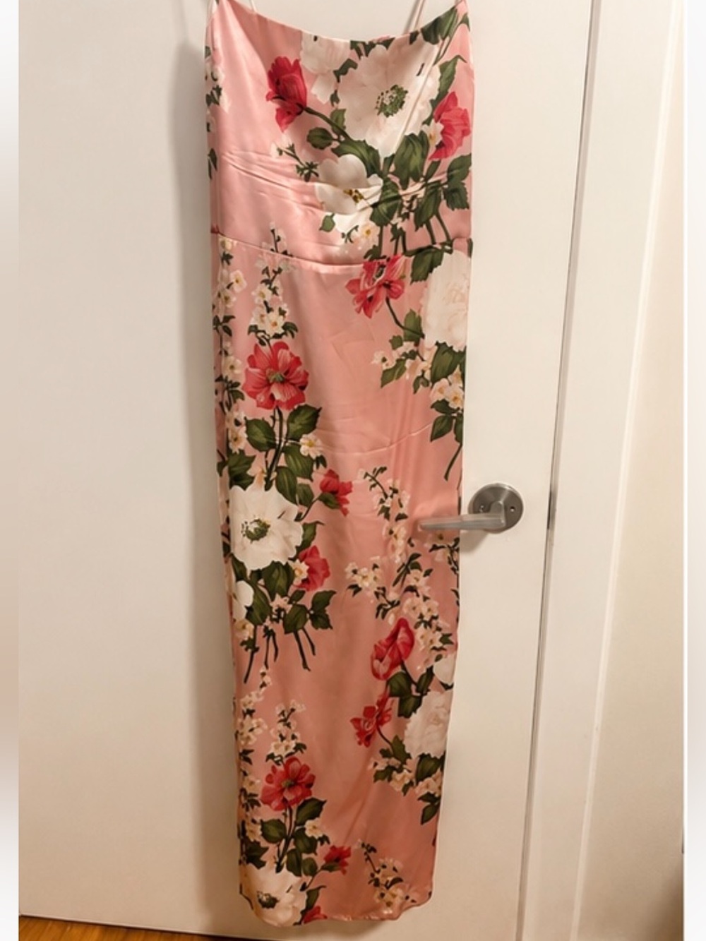 Reformation Frankie 100% Silk Floral Charmeuse Slip Dress | Pink | Size 6 - Picture 4 of 8